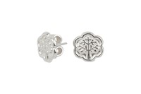 ARETE ARBOL DE LA VIDA SILUETA FLOR PLATA 950
