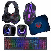 COMBO 5 EN 1 TECLADO, AUDIFONO, PARLANTE, MOUSE Y PAD ENKORE BRAVIO
