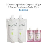 2 Crema Depiladora Corporal 120g + 2 Crema Depiladora Facial 15g - Lampiña