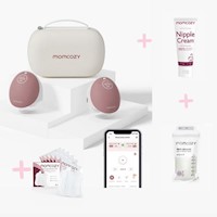 Extractor de leche manos libres Momcozy Mobile Flow M9 + crema para pezones + 7 bolsas de almacenamiento de leche + parche para pezón