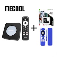 MECOOL KM2 PLUS + FUNDA AZUL PARA MANDO + MEMORIA 32GB KINGSTON