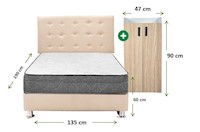 Combo de dormitorio Tessa 2plz  + colchon+ 1 mueble zapatera