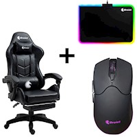 Combo Silla Gamer Shine Series Negro + Mouse RGB GR270037 + Mousepad RGB GR270011