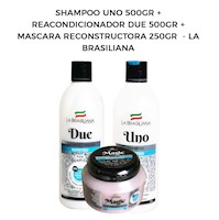 Shampoo Uno 500gr +  Due 500gr + Mascara capilar 250gr - La brasiliana