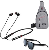 Audífono Bluetooth Lenovo He05x negro + morral + lente de sol