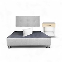 Combo cama brisa tela antifluido 15Plz color Gris Claro + velador ted + almohada