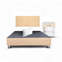 Combo cama brisa tela antifluido 2Plz color Beige + velador ted + almohada