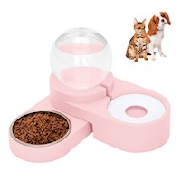 Plato Comedero y Bebedero Automático Circular para Mascotas Perro Gato Rosado C18