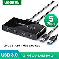 Conmutador 3.0 Switch 2en4 UGREEN USB / Transmisión en 2 PCs