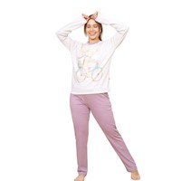 Pijama Polo Pantalón Dama Pima Rabbit - Melange/Uva