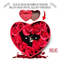 Caja de Rosas Flores San Valentin  Collar y Aretes Regalo Ramo