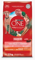 PURINA One Adultos Medianos y Grandes Sabor Cordero de 12 kg