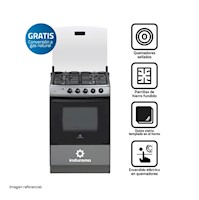 Cocina Indurama Córdova Spazio Plus Gris 4 quemadores