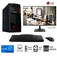 Computadora Pc Intel Core i7 Ram 16GB Disco Duro 1TB+SSD 480GB Monitor 24´´