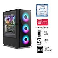 Computadora PC GAMER  Core i7  RAM 16GB DISCO 1TB+SSD 480GB  RX 580 8GB CASE LED