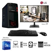 Computadora PC Intel Core i7-10TH RAM 16GB HDD 1TB+DISCO SSD 480GB M24