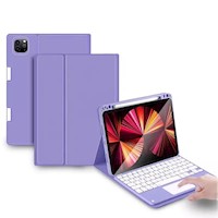 Smart case con teclado para ipad 10.9 Lila + lamina de vidrio