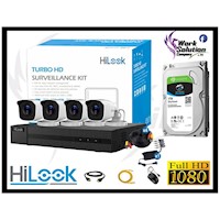 CAMARAS SEGURIDAD KIT 4 EXTERIOR 8CH HILOOK FULL HD 2MP + DISCO 1TB