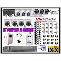 KIT 12 CÁMARAS SEGURIDAD FULL HD 6 CAMARA AUDIO RECONOCIMIENTO FACIAL