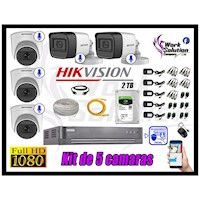 KIT 5 CÁMARAS SEGURIDAD CON AUDIO 1080P FULL HD RECONOCIMIENTO FACIAL