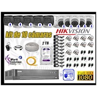 CÁMARAS SEGURIDAD KIT 10 CON AUDIO FULL HD 1080P RECONOCIMIENTO FACIAL