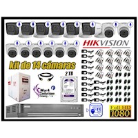 CÁMARAS SEGURIDAD KIT 14 CON AUDIO FULL HD 1080P RECONOCIMIENTO FACIAL