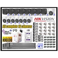 KIT 16 CÁMARAS SEGURIDAD CON AUDIO 1080P FULL HD RECONOCIMIENTO FACIAL