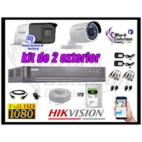 Kit 2 Cámaras de Seguridad Exterior Varifocal Hikvision Full Hd Disco de 1Tb