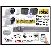 Kit 4 Cámaras de Seguridad Exterior Varifocal Hikvision Full Hd Disco de 2Tb Wd