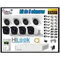 CÁMARAS DE SEGURIDAD KIT 8 HILOOK 5MP + DISCO 1TB OFERTA HDMI P2P