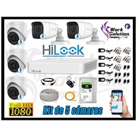 KIT 5 CÁMARAS SEGURIDAD AUDIO INCORPORADO FULL HD + DISCO 2TB