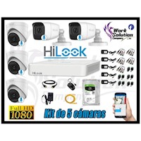 KIT 5 CÁMARAS SEGURIDAD AUDIO INCORPORADO FULL HD 1080P + DISCO 2TB