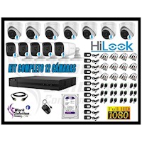 KIT 12 CÁMARAS SEGURIDAD AUDIO INCORPORADO FULL HD 1080P + DISCO 1TB