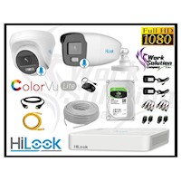 CÁMARAS SEGURIDAD KIT 2 HILOOK FULL HD COLORVU LITE NOCHE COLOR 1TB