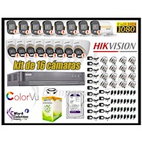 CÁMARAS SEGURIDAD KIT 16 FULL HD HIKVISION | COLORVU VISION COLOR 1TB