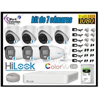 CÁMARAS SEGURIDAD KIT 7 HILOOK FULL HD | COLORVU LITE NOCHE COLOR 2TB