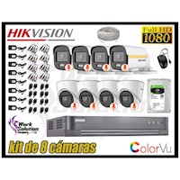 CÁMARAS SEGURIDAD HIKVISION KIT 8 FULL HD | COLORVU VISION COLOR 2TB