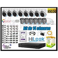CÁMARAS SEGURIDAD KIT 14 HILOOK FULL HD | COLORVU LITE NOCHE COLOR 2TB