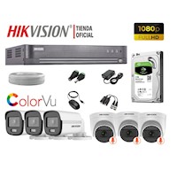 KIT 6 CÁMARAS SEGURIDAD HIKVISION FULL HD COLORVU VISION COLOR 1TB