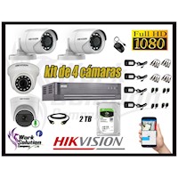 Cámaras Vigilancia Kit 4 Hikvision Full Hd 2Tb | 1 Camara con Audio