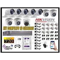 Cámaras Vigilancia Kit 10 Hikvision 720P Hd 1Tb | 1 Camara con Audio