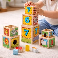 SET CUBOS APILABLES CON ENCAJE DEL 1 AL 8 CON ANIMALES