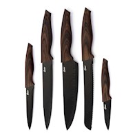 Oster SET x 5 piezas de cuchillos acero inoxidable GODFREY antiadherente c/Negro