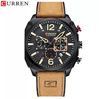 Reloj Hombre Curren Cuero Moztaza con acero negro CUR-17