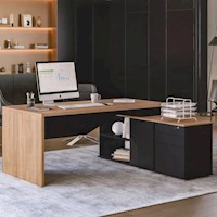Escritorio Ejecutivo Palmer color Negro/Marrón Tu Mesita