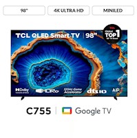 TELEVISOR SMART TV TCL 98" 98C755 QLED MINI LED ULTRA HD 4K AÑO 2024 GOOGLE TV