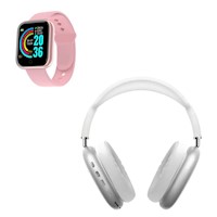 Pack Smartwatch D20 Rosado y Audifono P9 Blanco