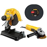 Tronzadora 14" 2300W + Amoladora 4 1/2" 750W + 5 Discos Dewalt D28730-K5