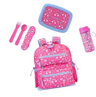 Set Bentgo Mochila Escolar, Lonchera, Cubiertos y Tomatodo - Mariposas