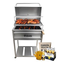 Parrilla Mediana Con Tapa Full Acero Inoxidable Grill Shop